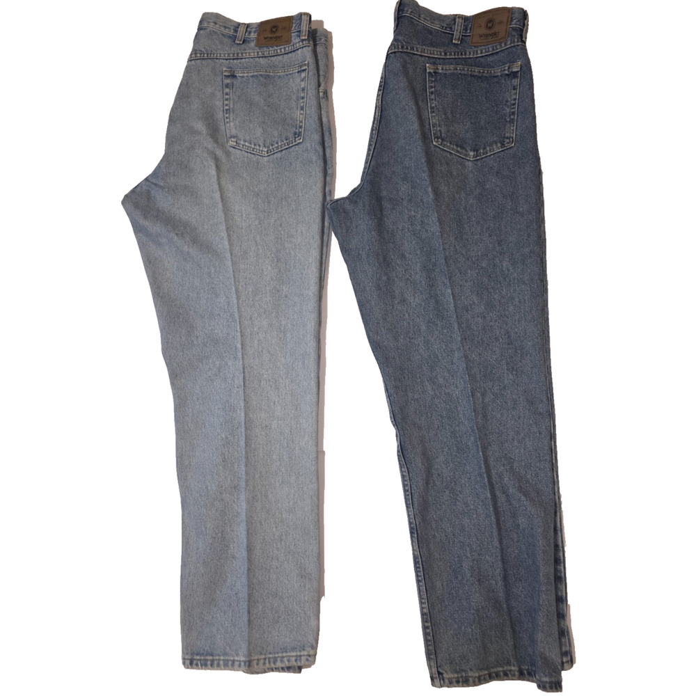 Lot of 2pcs Wrangler Men’s Blue Straight Leg Casual Style Jeans Size 40x32 M020 - Picture 3 of 16